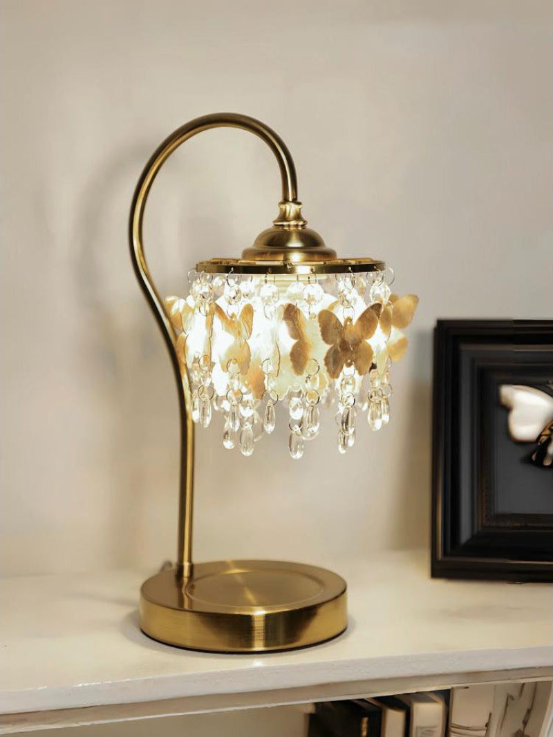 Crystal Table Lamp With Butterfly Detail - Decorative Statement Lighting - OpalDwell