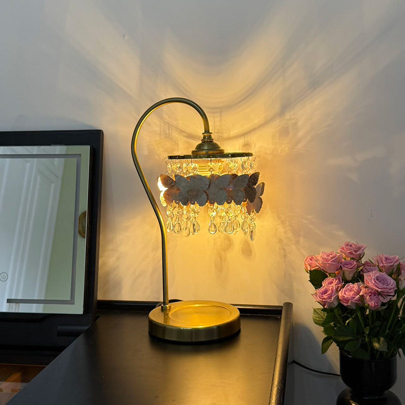 Crystal Table Lamp With Butterfly Detail - Decorative Statement Lighting - OpalDwell