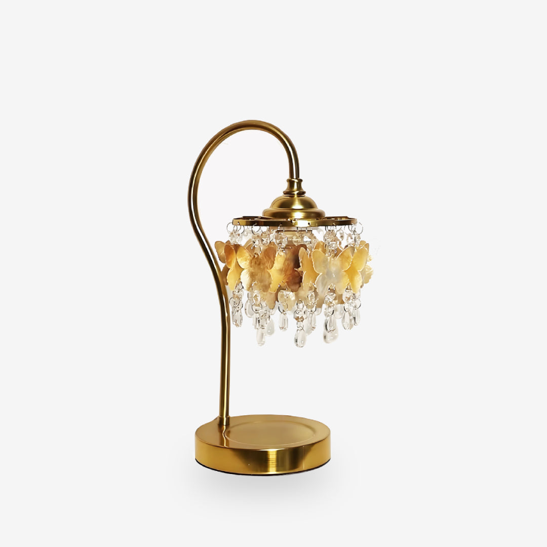 Crystal Table Lamp With Butterfly Detail - Decorative Statement Lighting - OpalDwell