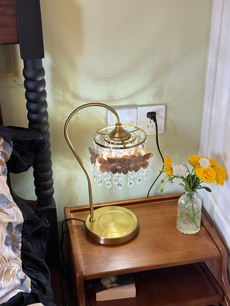Crystal Table Lamp With Butterfly Detail - Decorative Statement Lighting - OpalDwell