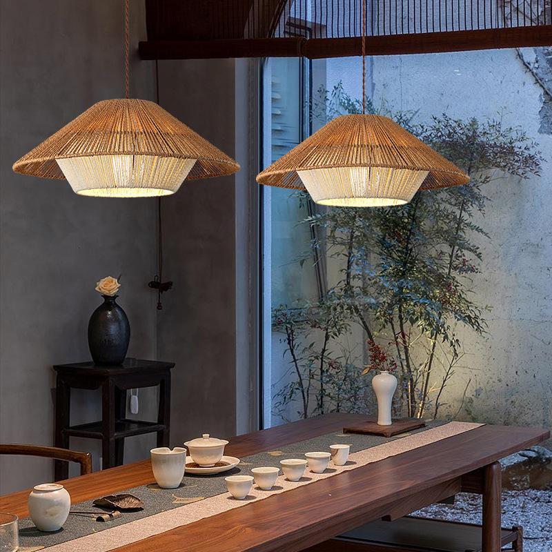 Kairo Weave Pendant Light Handwoven Wicker Japanese Boho Dining Room Lighting OpalDwell