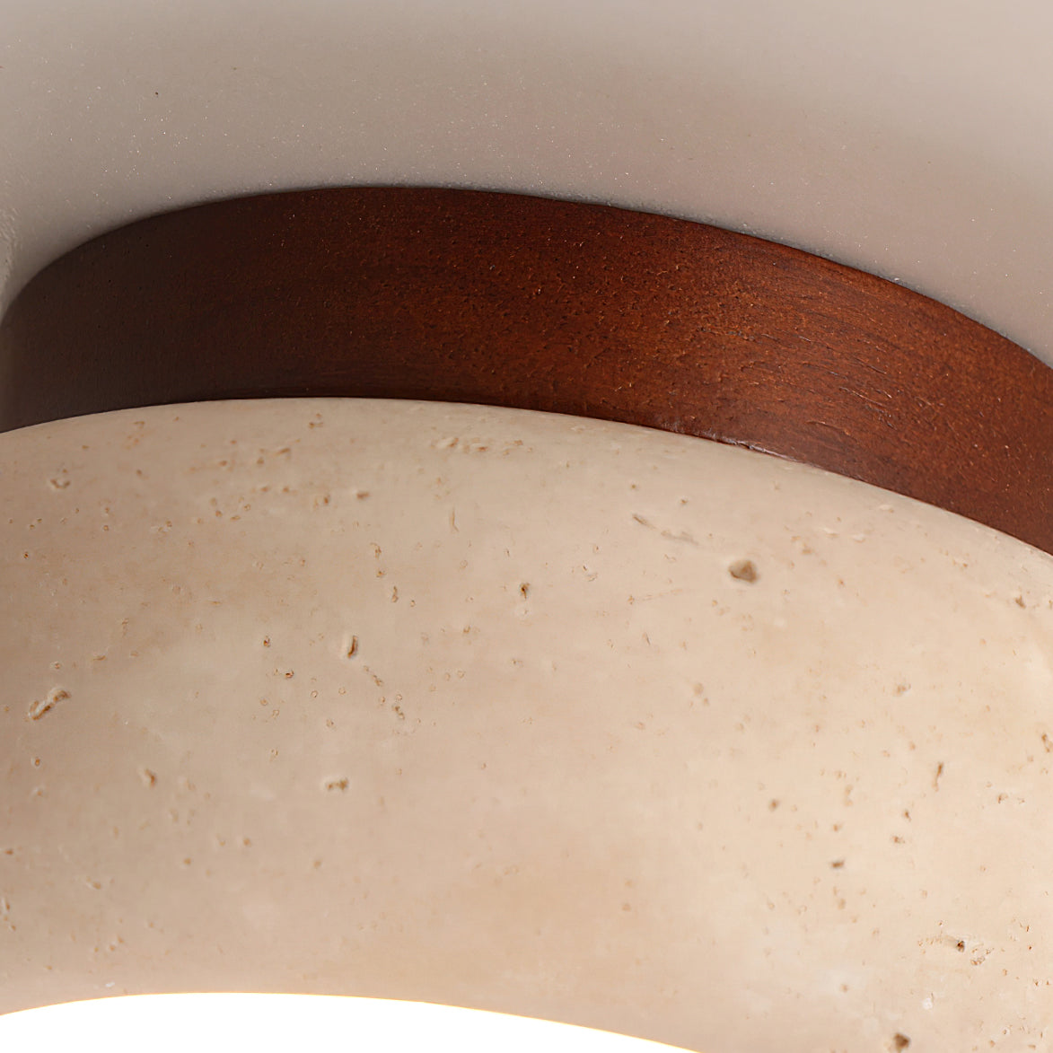 TerraLuxe Ring Ceiling Light Travertine Wood Mini Donut - OpalDwell