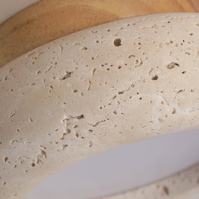 TerraLuxe Ring Ceiling Light Travertine Wood Mini Donut - OpalDwell