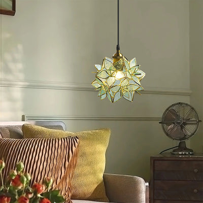AuroraCapiz Natural Hanging Lamp With Handcrafted Finish OpalDwell