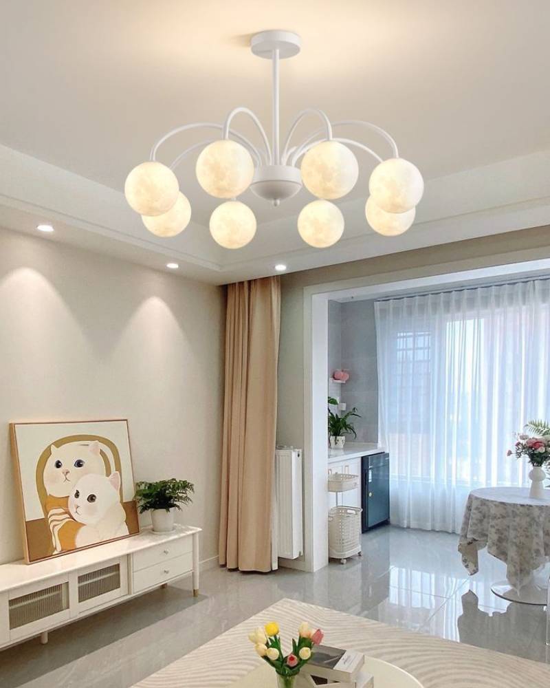 Celestial Moon Globe Chandelier For Kids Room Ceiling Light 6 Or 8 Heads OpalDwell