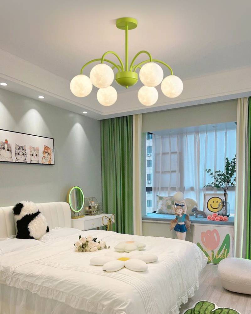 Celestial Moon Globe Chandelier For Kids Room Ceiling Light 6 Or 8 Heads OpalDwell