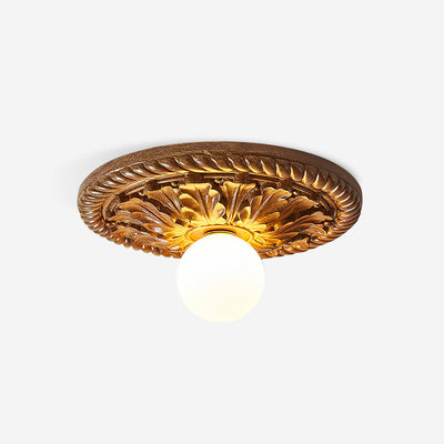 Aurelia Vintage Farmhouse Ceiling Light with Opal Globe - OpalDwell