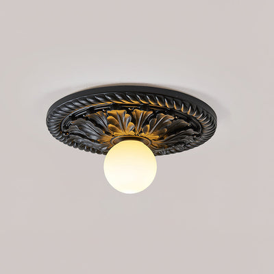 Aurelia Vintage Farmhouse Ceiling Light with Opal Globe - OpalDwell