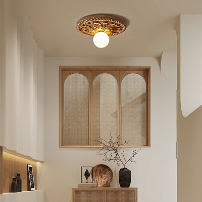 Aurelia Vintage Farmhouse Ceiling Light with Opal Globe - OpalDwell