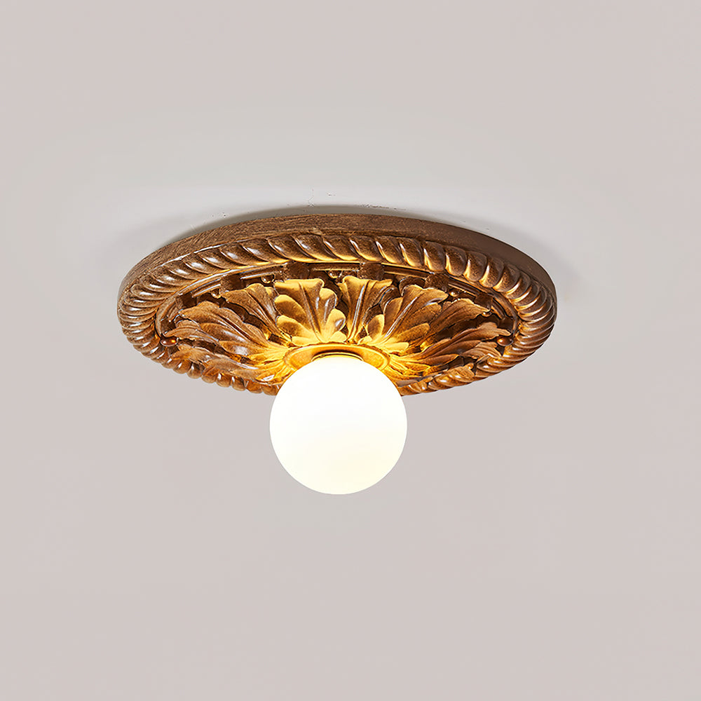 Aurelia Vintage Farmhouse Ceiling Light with Opal Globe - OpalDwell