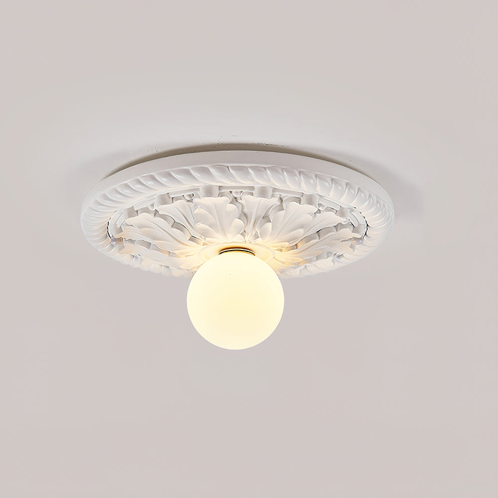 Aurelia Vintage Farmhouse Ceiling Light with Opal Globe - OpalDwell