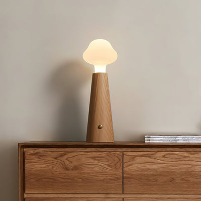SylvaLume Poetic Table Lamp Metal Wood Acrylic Glow - OpalDwell