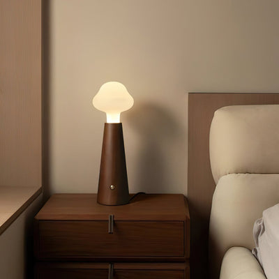 SylvaLume Poetic Table Lamp Metal Wood Acrylic Glow - OpalDwell