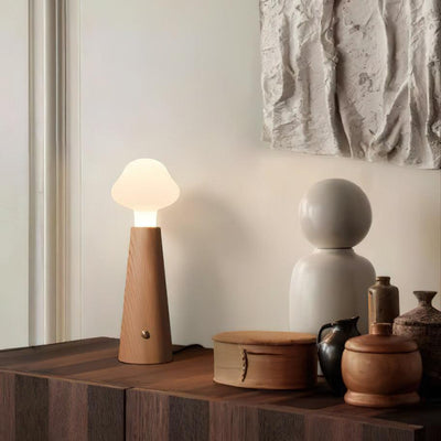 SylvaLume Poetic Table Lamp Metal Wood Acrylic Glow - OpalDwell