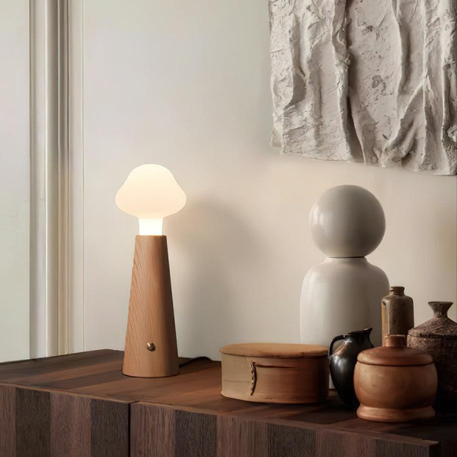 SylvaLume Poetic Table Lamp Metal Wood Acrylic Glow - OpalDwell