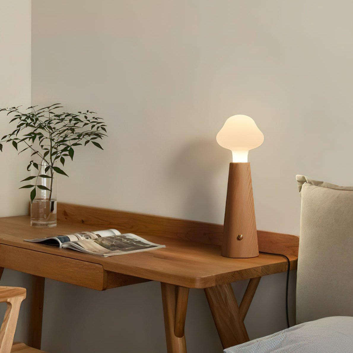 SylvaLume Poetic Table Lamp Metal Wood Acrylic Glow - OpalDwell