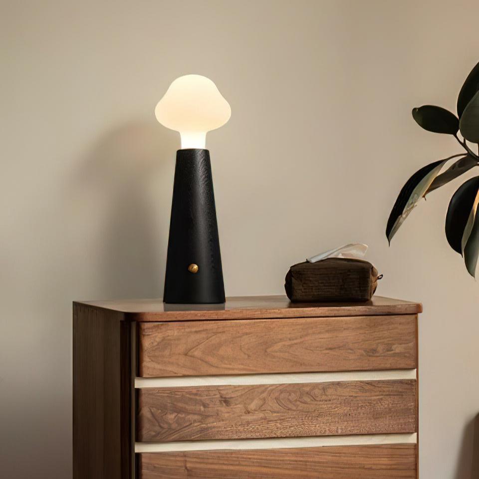 SylvaLume Poetic Table Lamp Metal Wood Acrylic Glow - OpalDwell