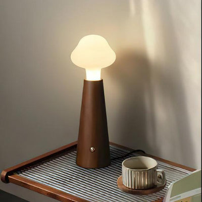 SylvaLume Poetic Table Lamp Metal Wood Acrylic Glow - OpalDwell