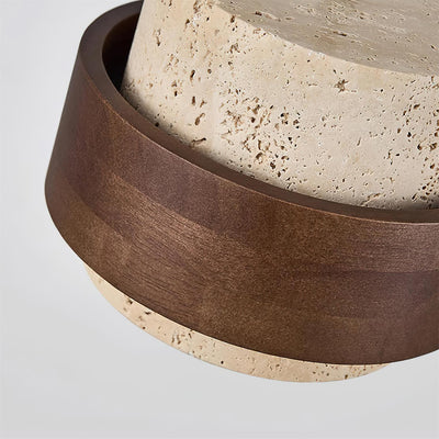 Aurelian Travertine Pendant Light with Walnut Wood Band OpalDwell