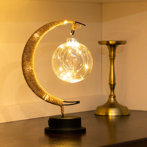 AsteriGlow Glass Moon Lamp Warm Ambient Moonlight Glow - OpalDwell