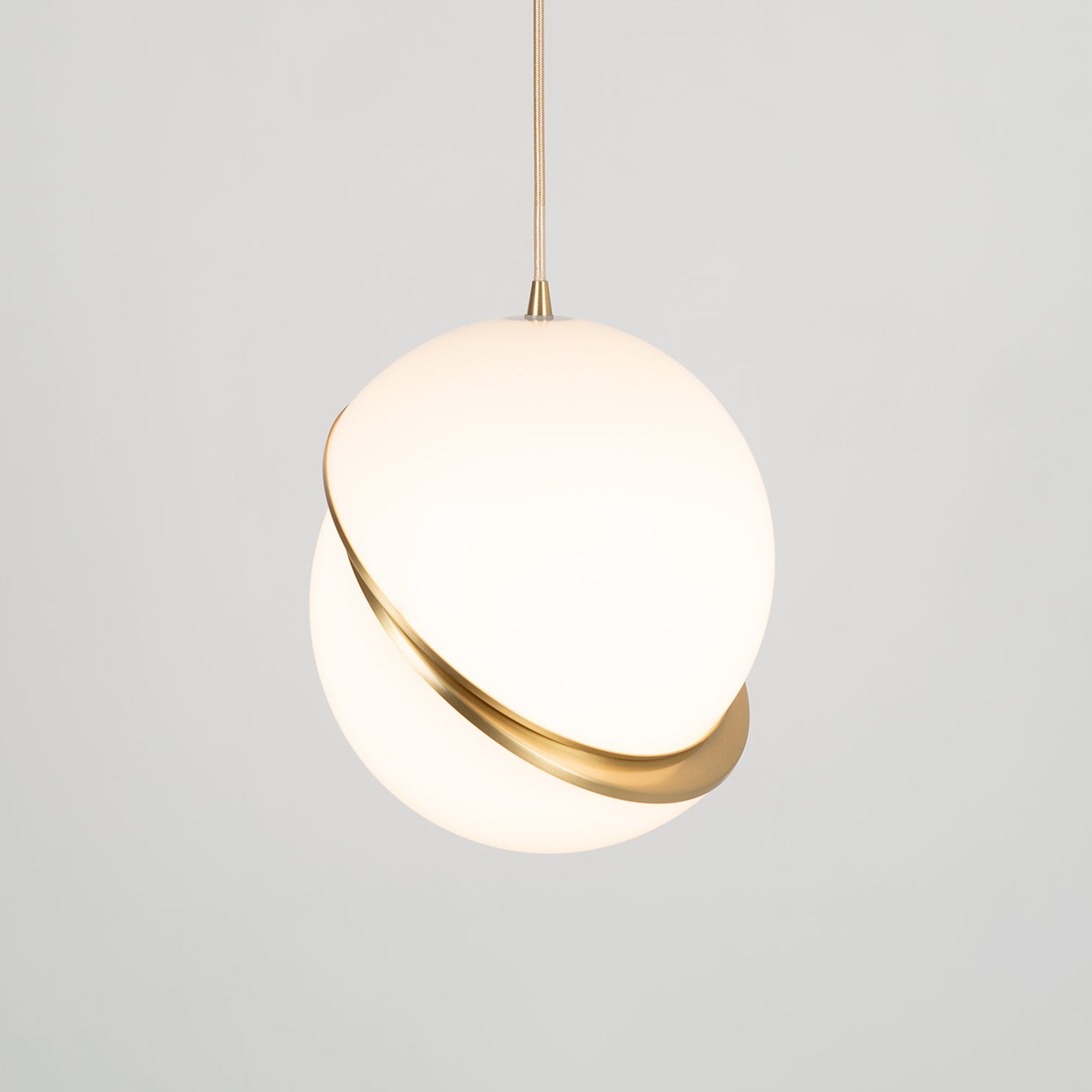 Lunara Halo Moon-Shaped Pendant Lamp in Brass Acrylic Finish - OpalDwell