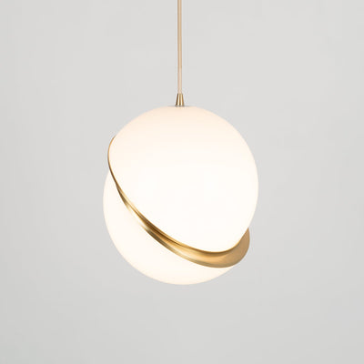 Lunara Halo Moon-Shaped Pendant Lamp in Brass Acrylic Finish - OpalDwell