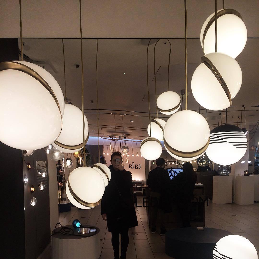 Lunara Halo Moon-Shaped Pendant Lamp in Brass Acrylic Finish - OpalDwell