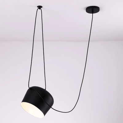 LumaDrum Pendant Light With Cable-Driven Bulb Fixture OpalDwell