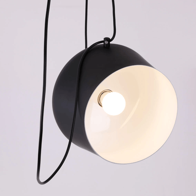 LumaDrum Pendant Light With Cable-Driven Bulb Fixture OpalDwell