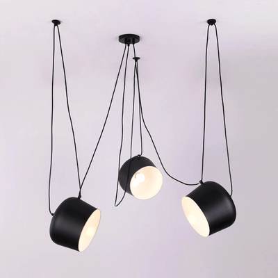 LumaDrum Pendant Light With Cable-Driven Bulb Fixture OpalDwell