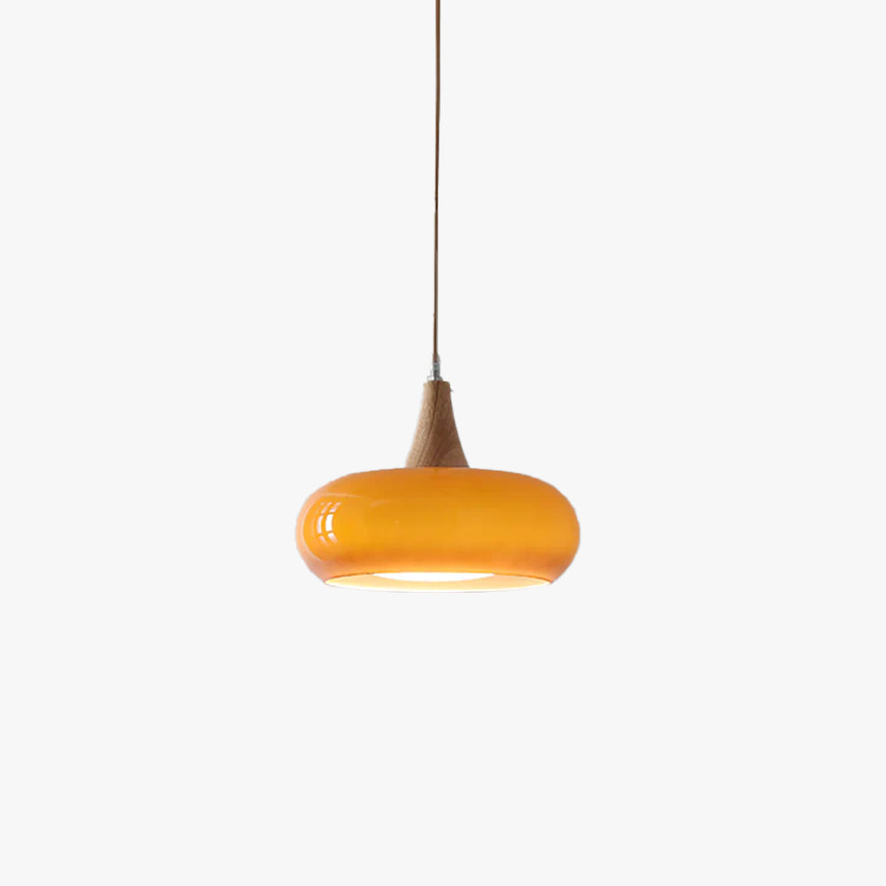 Eloria Amber Glass Wood Pendant Light For Kitchen And Dining - OpalDwell