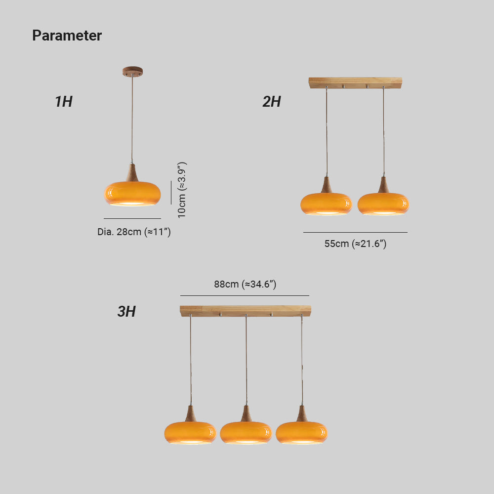 Eloria Amber Glass Wood Pendant Light For Kitchen And Dining - OpalDwell