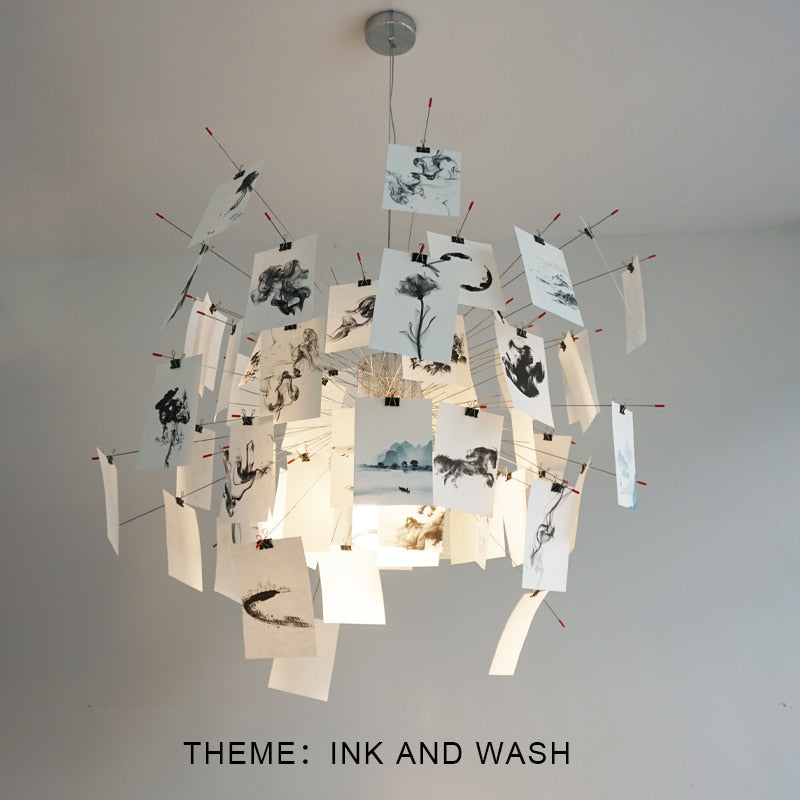 LumaCraft DIY Chandelier Personalizable Lighting Fixture | Ingo Maurer Zettel OpalDwell