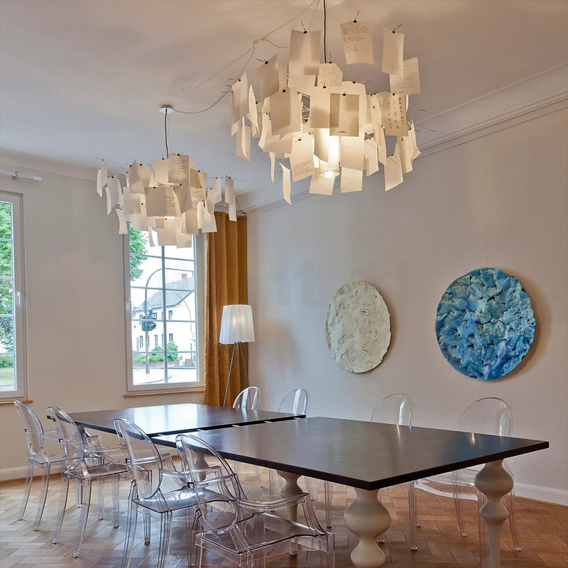 LumaCraft DIY Chandelier Personalizable Lighting Fixture | Ingo Maurer Zettel OpalDwell