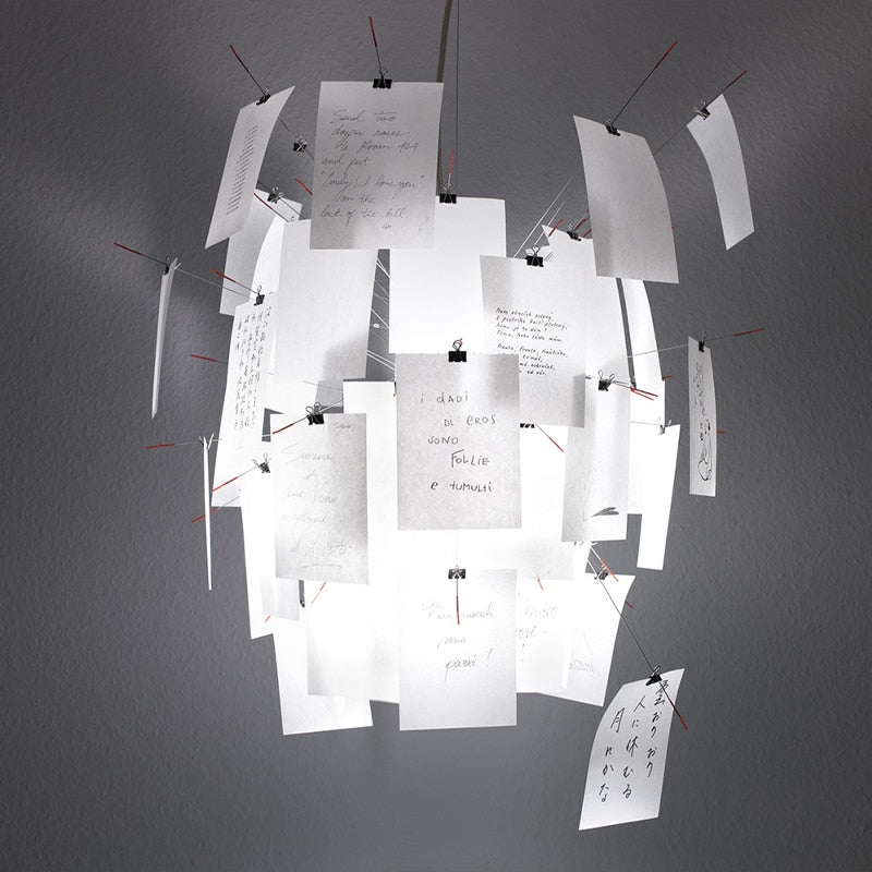 LumaCraft DIY Chandelier Personalizable Lighting Fixture | Ingo Maurer Zettel OpalDwell