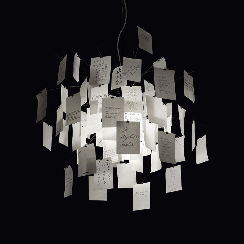 LumaCraft DIY Chandelier Personalizable Lighting Fixture | Ingo Maurer Zettel OpalDwell