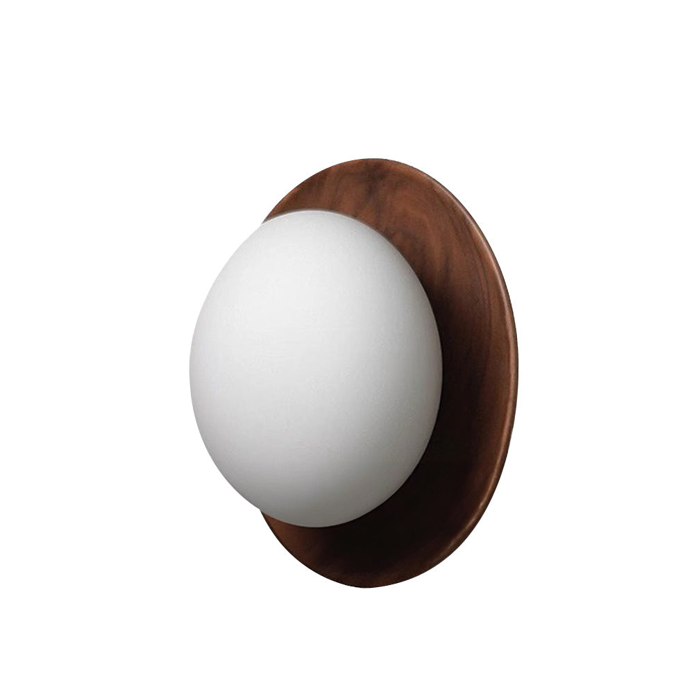 Aurelo White Wood Wall Light Sconce With Glass Accent - OpalDwell
