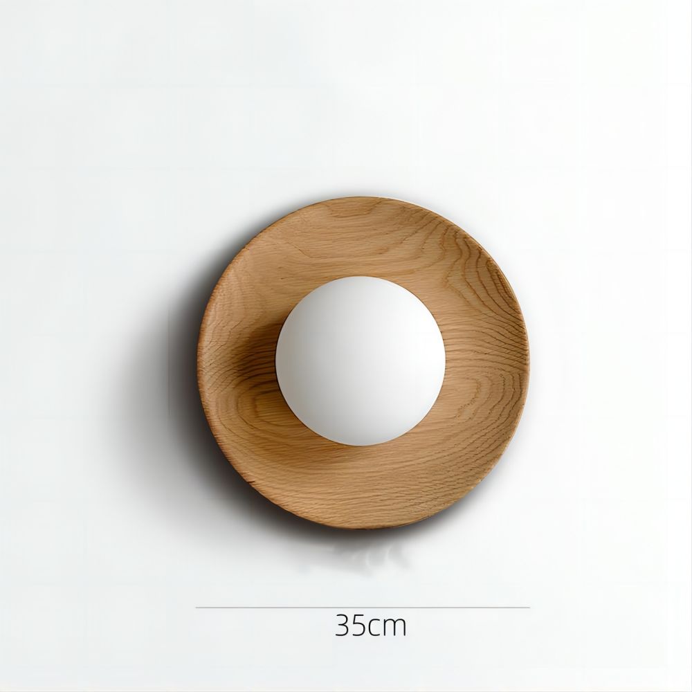 Aurelo White Wood Wall Light Sconce With Glass Accent - OpalDwell
