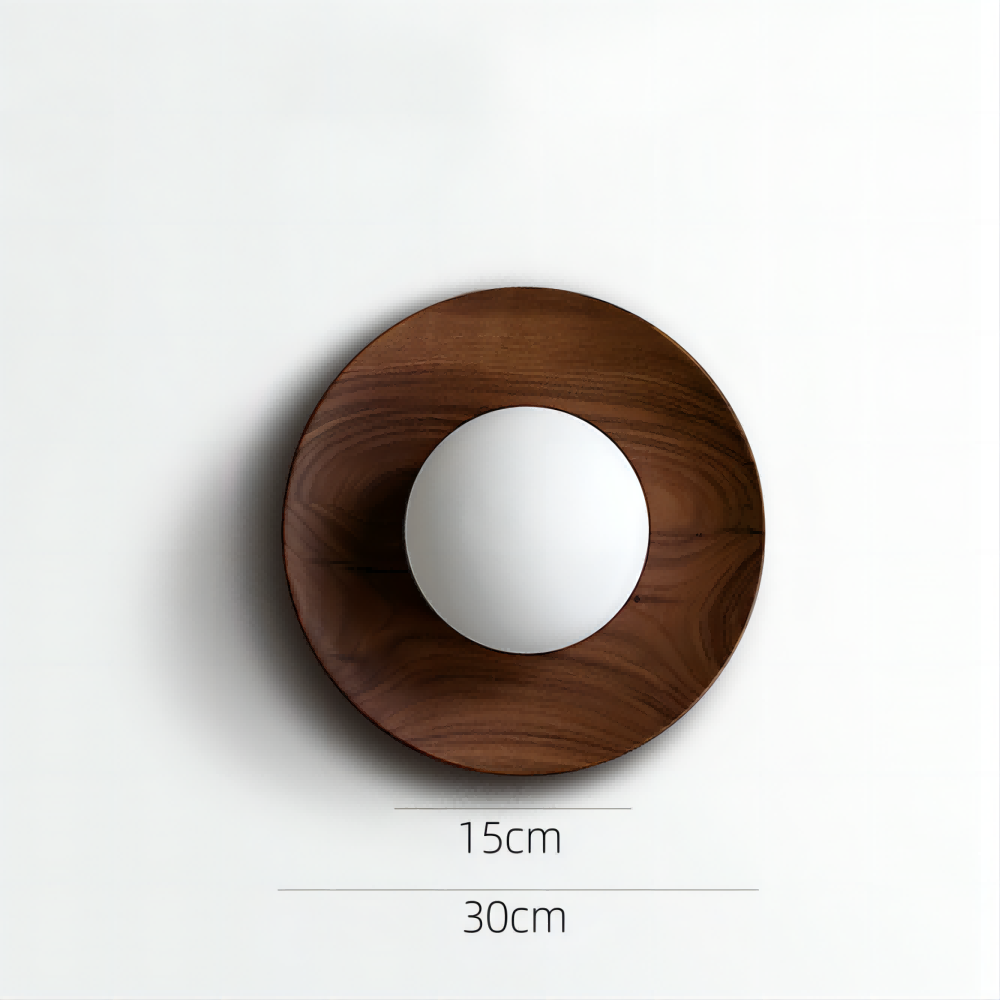 Aurelo White Wood Wall Light Sconce With Glass Accent - OpalDwell