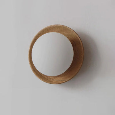 Aurelo White Wood Wall Light Sconce With Glass Accent - OpalDwell