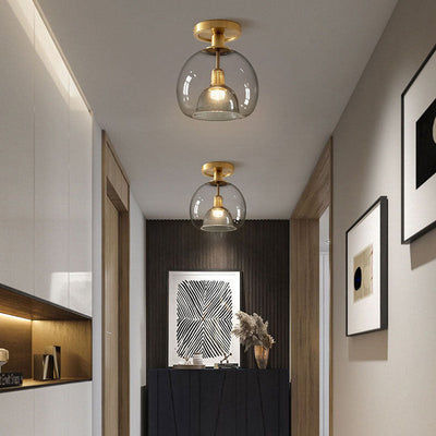 AerisGlow Grey Glass Ceiling Light Modern Minimalist - OpalDwell