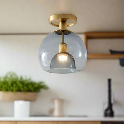 AerisGlow Grey Glass Ceiling Light Modern Minimalist - OpalDwell