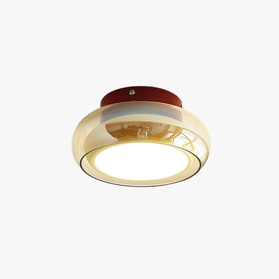 LumaNova Retro Glass Flush Mount Light Cognac Red Band - OpalDwell