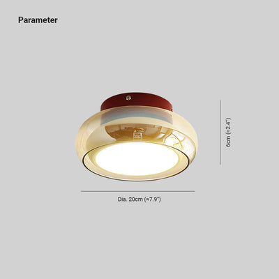 LumaNova Retro Glass Flush Mount Light Cognac Red Band - OpalDwell