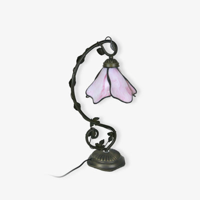 Floral Glass Shade Table Lamp Retro Decorative Light For Living Rooms - OpalDwell