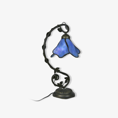Floral Glass Shade Table Lamp Retro Decorative Light For Living Rooms - OpalDwell