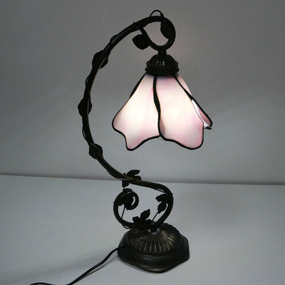 Floral Glass Shade Table Lamp Retro Decorative Light For Living Rooms - OpalDwell