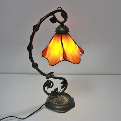 Floral Glass Shade Table Lamp Retro Decorative Light For Living Rooms - OpalDwell