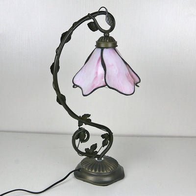 Floral Glass Shade Table Lamp Retro Decorative Light For Living Rooms - OpalDwell