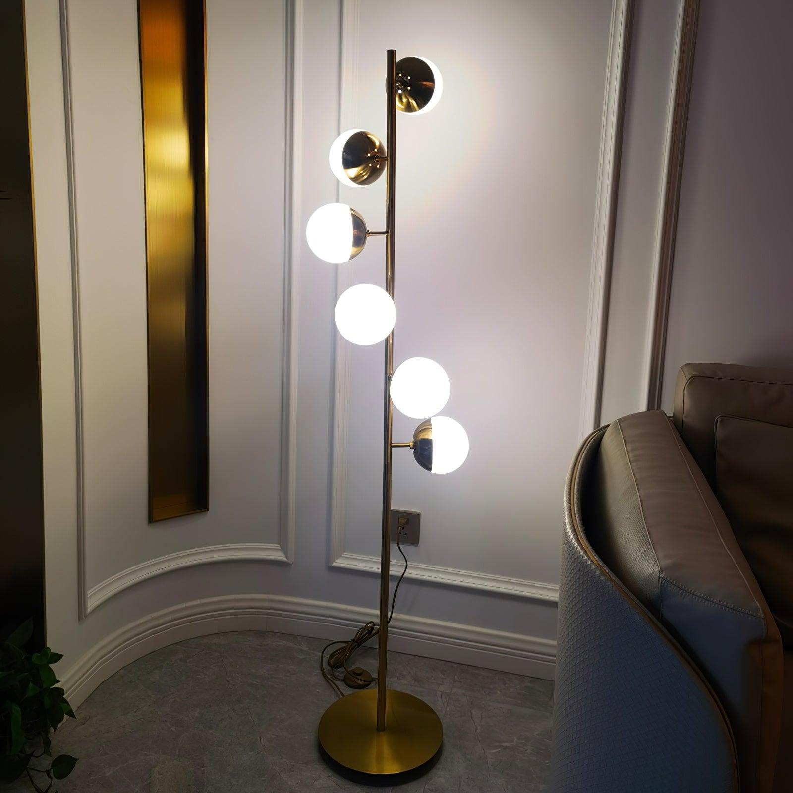 LunaraGlow LED Boomlamp - Mid-Century Glass Sphere Lamp - OpalDwell